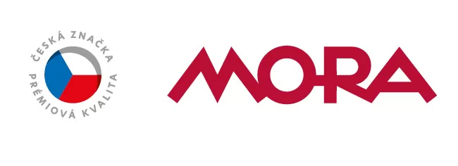 Logo MORA na bílém kolečku