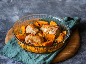 Plnené kuracie roládky pečené s batatmi - recept